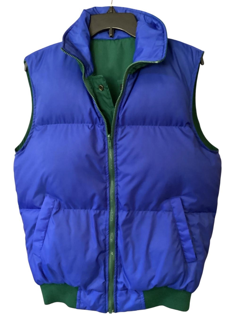 Vintage 80s Outdoor Exchange Reversible Down Puffer Vest Green Blue Medium